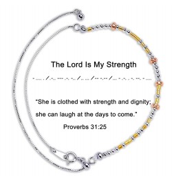 The Lord is My Strength Morse Code Bracelets for Women, 925 Sterling Silver Bracelets for Women, Little Words Project Bracele...