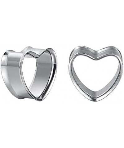 1 Pair Stainless Steel Ear Tunnel Plugs Flesh Gauges Stretchers Expander Heart Shaped Body Piercing Earrings Plug Fashion Min...