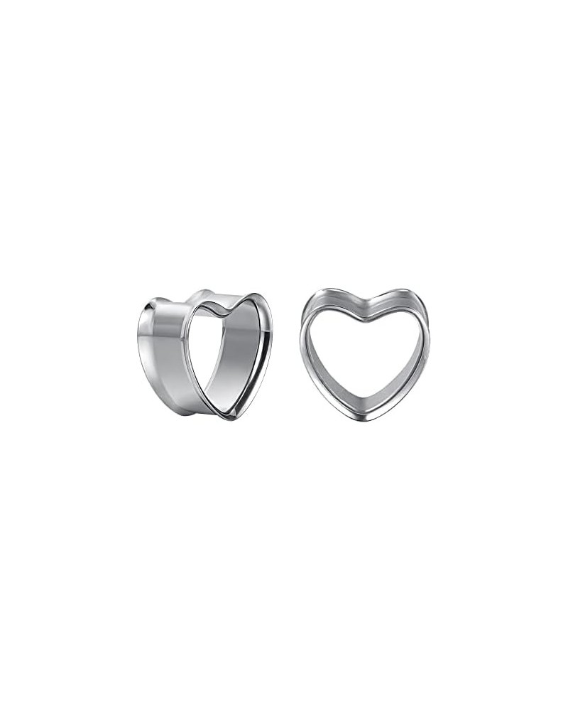 1 Pair Stainless Steel Ear Tunnel Plugs Flesh Gauges Stretchers Expander Heart Shaped Body Piercing Earrings Plug Fashion Min...