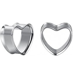 1 Pair Stainless Steel Ear Tunnel Plugs Flesh Gauges Stretchers Expander Heart Shaped Body Piercing Earrings Plug Fashion Min...