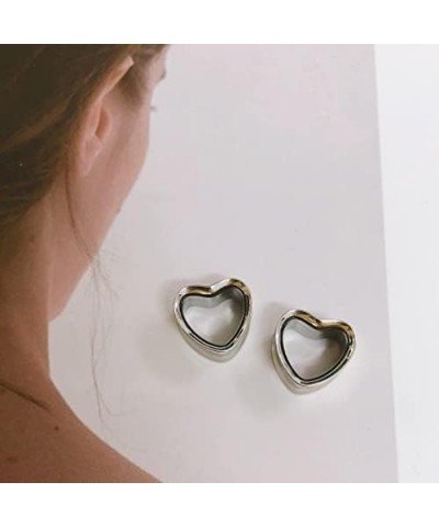 1 Pair Stainless Steel Ear Tunnel Plugs Flesh Gauges Stretchers Expander Heart Shaped Body Piercing Earrings Plug Fashion Min...