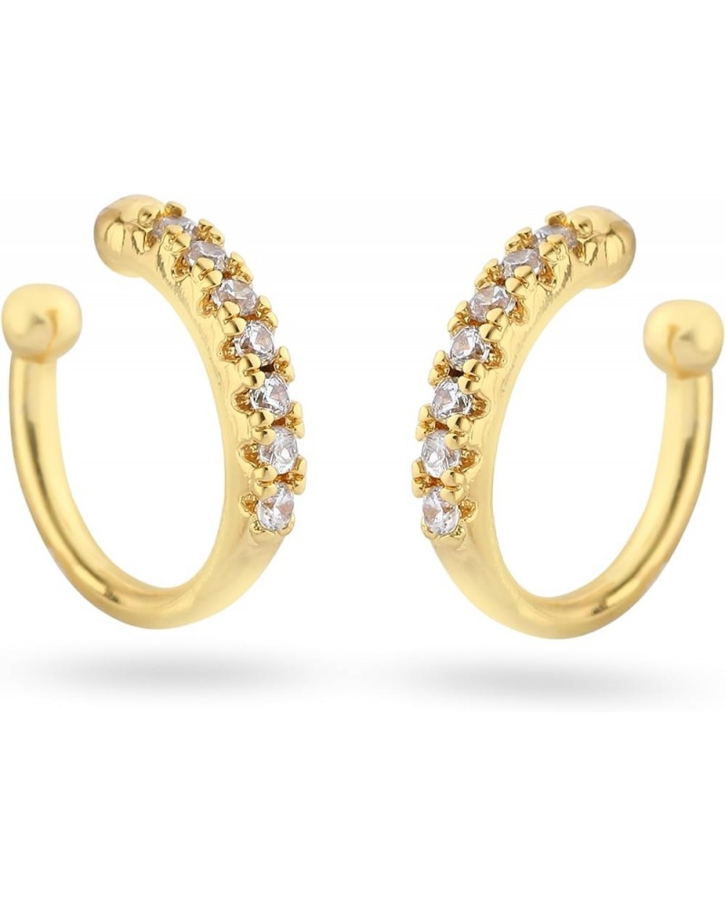 18K Gold Plated Cubic Zirconia Ear Cuff Gold Earrings for Women -| Clip On Cartilage Ear Cuff CZ - Gold $9.35 Earrings