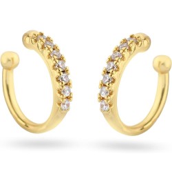 18K Gold Plated Cubic Zirconia Ear Cuff Gold Earrings for Women -| Clip On Cartilage Ear Cuff CZ - Gold $9.35 Earrings