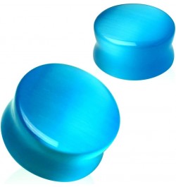 Natural Aqua Blue Cat's Eye Stone Double Flared Saddle Plugs, Sold as a Pair 25mm (1") $8.98 Body Jewelry