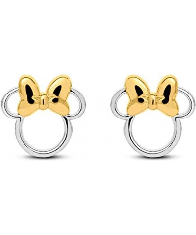 Two Tone Mickey Minnie Mouse Stud Earrings for Womens Push Back 925 Sterling Silver $11.19 Earrings