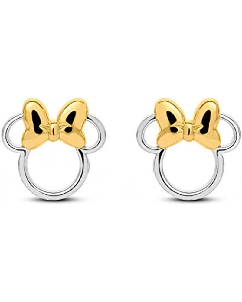 Two Tone Mickey Minnie Mouse Stud Earrings for Womens Push Back 925 Sterling Silver $11.19 Earrings