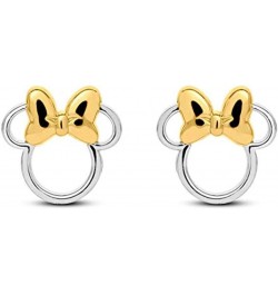 Two Tone Mickey Minnie Mouse Stud Earrings for Womens Push Back 925 Sterling Silver $11.19 Earrings