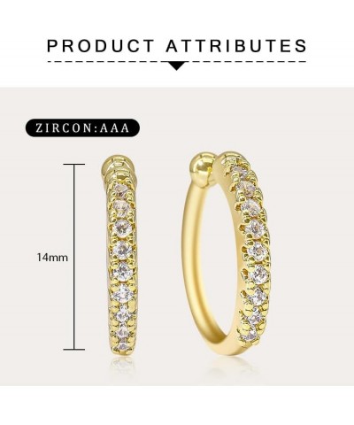 18K Gold Plated Cubic Zirconia Ear Cuff Gold Earrings for Women -| Clip On Cartilage Ear Cuff CZ - Gold $9.35 Earrings