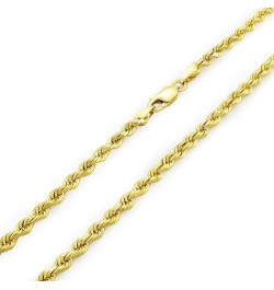 14k Yellow Gold 3mm Solid Rope Chain Diamond Cut Link Bracelet, Mens Womens Jewelry 7" 7.5" 8" 8.5" 9 Yellow 8 $172.61 Bracelets