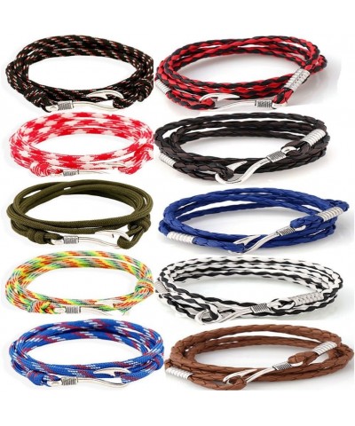 5-10pcs Nylon Rope Wrap Military Camouflage Nautical Fishook Bracelet, DIY Bracelet,Anklet,Necklace,32 Inch 10pcs leather and...