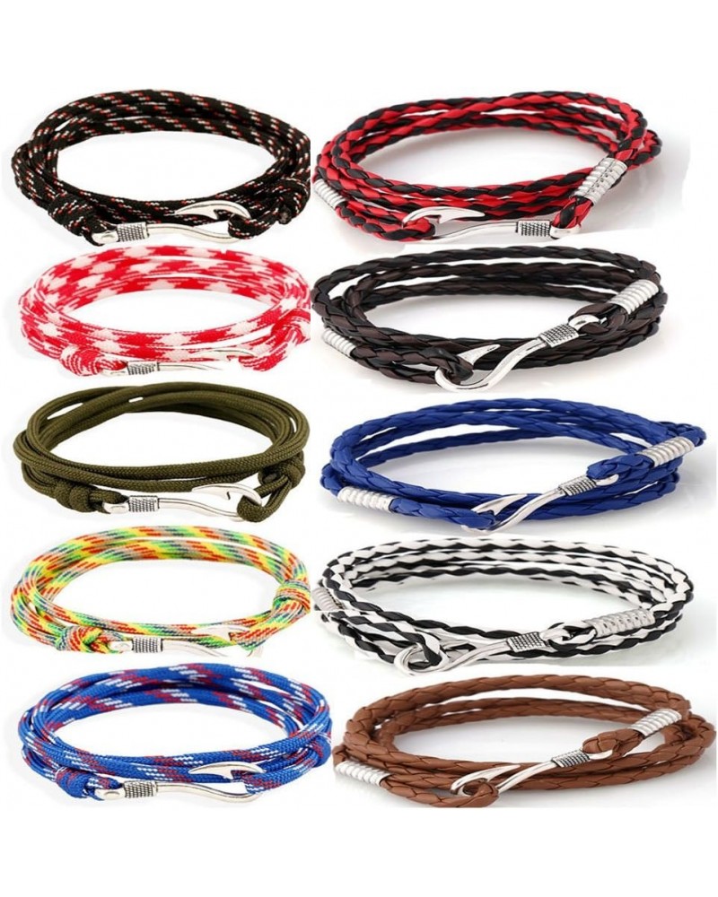 5-10pcs Nylon Rope Wrap Military Camouflage Nautical Fishook Bracelet, DIY Bracelet,Anklet,Necklace,32 Inch 10pcs leather and...