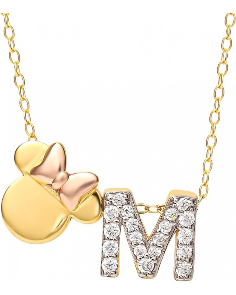 Minnie Mouse Flash Plated Cubic Zirconia Initial Pendant Necklace, Letter A to Z, 18 Clear CZ Letter M $28.60 Necklaces