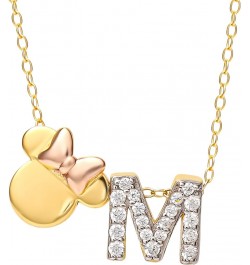 Minnie Mouse Flash Plated Cubic Zirconia Initial Pendant Necklace, Letter A to Z, 18 Clear CZ Letter M $28.60 Necklaces