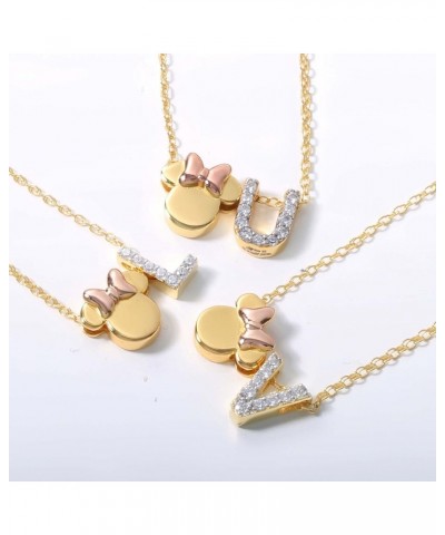 Minnie Mouse Flash Plated Cubic Zirconia Initial Pendant Necklace, Letter A to Z, 18 Clear CZ Letter M $28.60 Necklaces