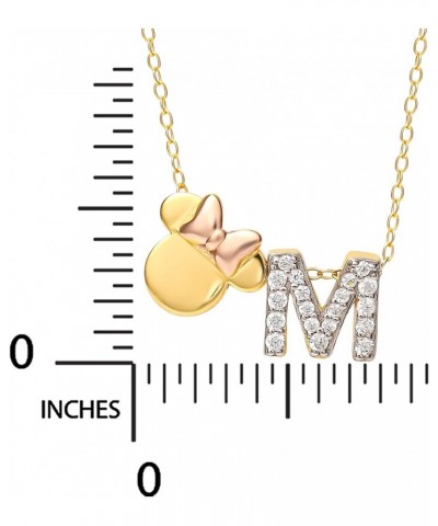 Minnie Mouse Flash Plated Cubic Zirconia Initial Pendant Necklace, Letter A to Z, 18 Clear CZ Letter M $28.60 Necklaces