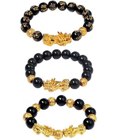 3 Pcs Set Feng Shui Good Luck Bracelets Obsidian Bead Dragon Lucky Charm Bracelet Pixiu Pi Yao Attract Wealth Money Feng Shui...