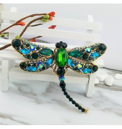 Dragonfly Big Large 3in Statement Animal Brooch Pin Antique Gold Tone green $9.17 Brooches & Pins