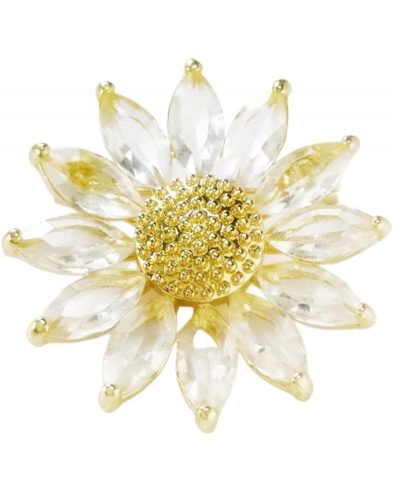 Sunflower Brooch Pin Yellow Crystal Flower Petal Lapel Brooches for Women Girls Fashion Jewelry Gift white $7.71 Brooches & Pins