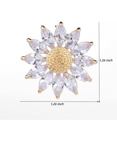 Sunflower Brooch Pin Yellow Crystal Flower Petal Lapel Brooches for Women Girls Fashion Jewelry Gift white $7.71 Brooches & Pins