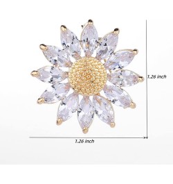 Sunflower Brooch Pin Yellow Crystal Flower Petal Lapel Brooches for Women Girls Fashion Jewelry Gift white $7.71 Brooches & Pins