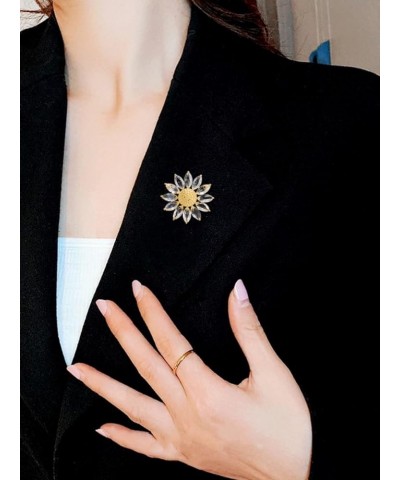 Sunflower Brooch Pin Yellow Crystal Flower Petal Lapel Brooches for Women Girls Fashion Jewelry Gift white $7.71 Brooches & Pins