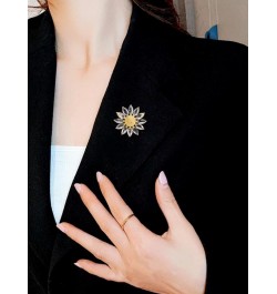 Sunflower Brooch Pin Yellow Crystal Flower Petal Lapel Brooches for Women Girls Fashion Jewelry Gift white $7.71 Brooches & Pins