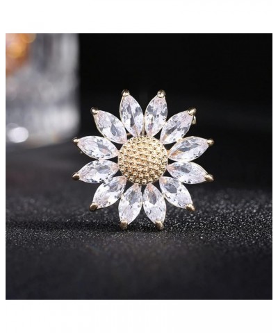 Sunflower Brooch Pin Yellow Crystal Flower Petal Lapel Brooches for Women Girls Fashion Jewelry Gift white $7.71 Brooches & Pins