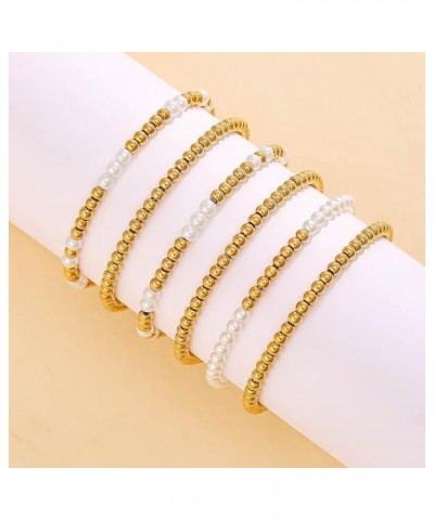 Gold Beaded Bracelets for Women, 18K Gold Plated Stackable Stretch Bead Ball bracelet Set Jewelry Gifts for Women Teen Girls ...