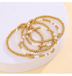 Gold Beaded Bracelets for Women, 18K Gold Plated Stackable Stretch Bead Ball bracelet Set Jewelry Gifts for Women Teen Girls ...