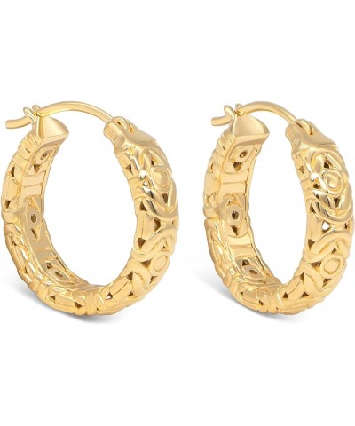 Gold Plated Sterling Silver 925 / Sterling Silver 925 Bali Hoop/Drop/Stud Earrings Gold Plated/Byzantine Hoop 20mm FWD4120 $3...