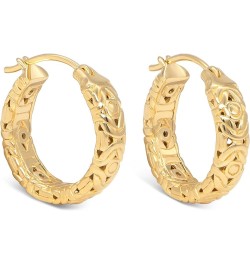 Gold Plated Sterling Silver 925 / Sterling Silver 925 Bali Hoop/Drop/Stud Earrings Gold Plated/Byzantine Hoop 20mm FWD4120 $3...