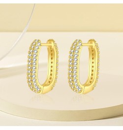 Small Gold Huggie Hoop Earrings for Women, 18K Plated 925 Sterling Silver Post Lightweight Cubic Zirconia Round/Cross/U Shape...