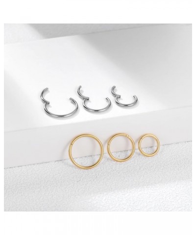 14G 16G 18G 20G Nose Ring Hoop Stainless Steel Hinged Segment Ring Hoop Nose Clicker Ring Tragus Helix Cartilage Daith Rook E...