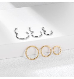 14G 16G 18G 20G Nose Ring Hoop Stainless Steel Hinged Segment Ring Hoop Nose Clicker Ring Tragus Helix Cartilage Daith Rook E...