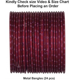 Indian Bangles Set Bollywood Plain Metal Bangle Bracelets Costume Jewelry for Women & Girls Maroon (Set of 24 Pcs) 2-4 $10.25...