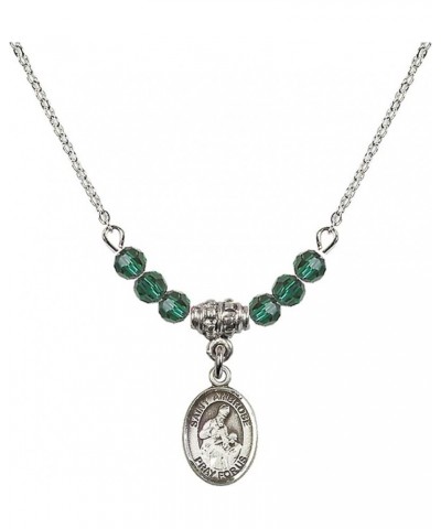 May Birth Month Bead Necklace with Catholic Patron Saint Petite Charm, 18 Inch Saint Ambrose $32.51 Necklaces