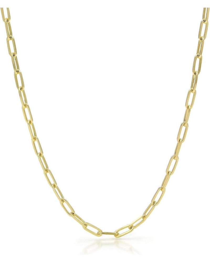 14k Yellow Gold 4mm Paperclip Elongated Rolo Cable Link Chain Pendant Necklace, Womens Jewelry Lobster Clasp 16" 18" 20" 22" ...