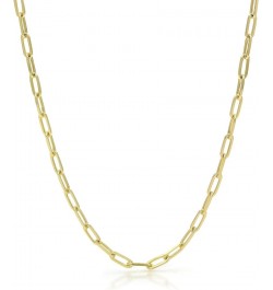 14k Yellow Gold 4mm Paperclip Elongated Rolo Cable Link Chain Pendant Necklace, Womens Jewelry Lobster Clasp 16" 18" 20" 22" ...