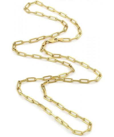 14k Yellow Gold 4mm Paperclip Elongated Rolo Cable Link Chain Pendant Necklace, Womens Jewelry Lobster Clasp 16" 18" 20" 22" ...