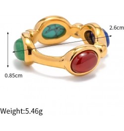 Gold Plated Four Color Natural Precious Stone Ring with Blue Lapis Lazuli, Red Agate, Green Jade, and Turquoise $9.64 Others