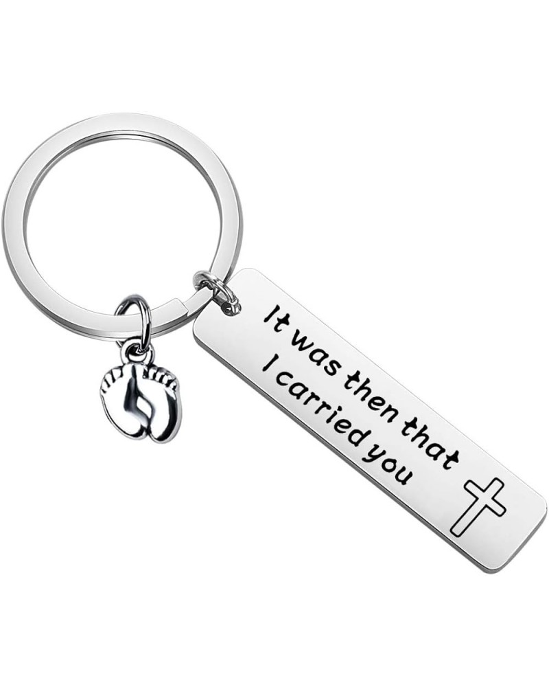 It was Then That I Carried You Bracelet Keychain with Footprints Charm Keychain $10.91 Bracelets