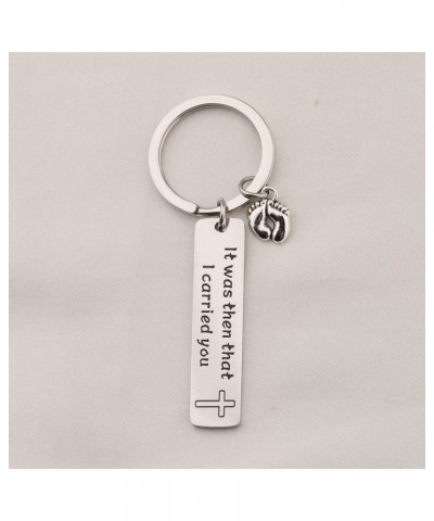 It was Then That I Carried You Bracelet Keychain with Footprints Charm Keychain $10.91 Bracelets