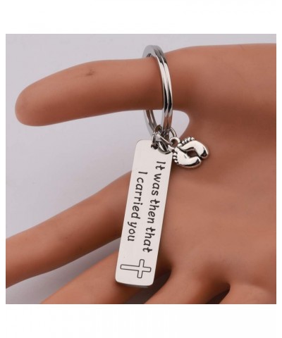 It was Then That I Carried You Bracelet Keychain with Footprints Charm Keychain $10.91 Bracelets