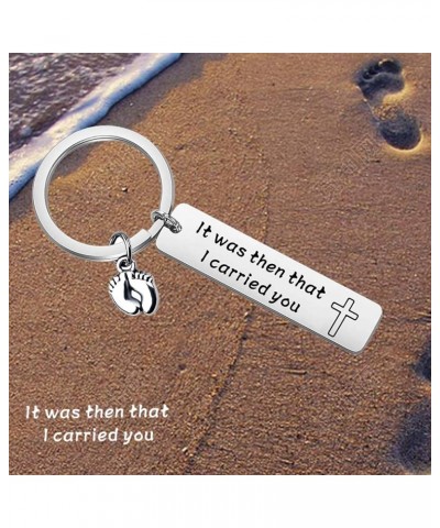 It was Then That I Carried You Bracelet Keychain with Footprints Charm Keychain $10.91 Bracelets