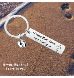 It was Then That I Carried You Bracelet Keychain with Footprints Charm Keychain $10.91 Bracelets