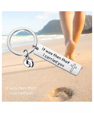 It was Then That I Carried You Bracelet Keychain with Footprints Charm Keychain $10.91 Bracelets