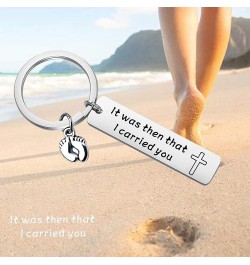 It was Then That I Carried You Bracelet Keychain with Footprints Charm Keychain $10.91 Bracelets