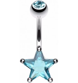 Classic Star Prong Sparkle WildKlass Belly Button Ring 14 GA, 10mm,Aqua $9.27 Body Jewelry