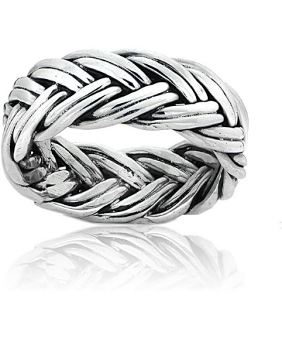 Sterling Silver Oxidized Woven Braid Eternity Band Ring $20.99 Rings