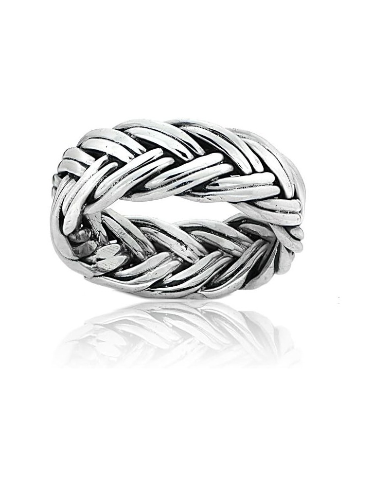 Sterling Silver Oxidized Woven Braid Eternity Band Ring $20.99 Rings